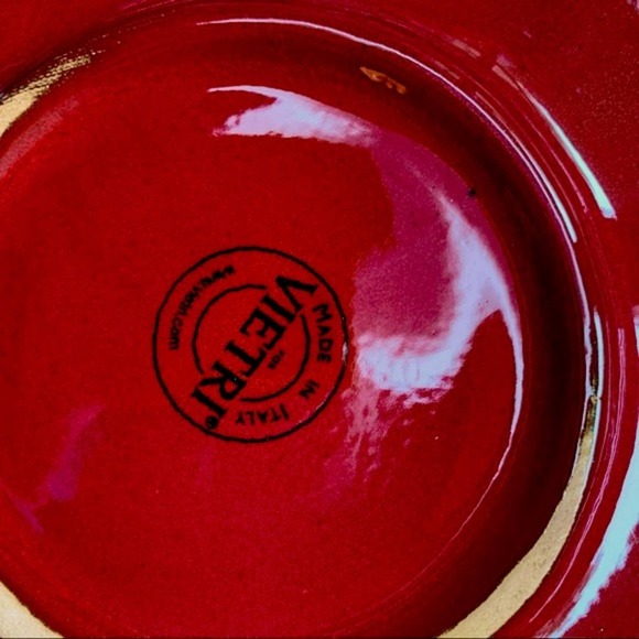 VIETRI Set of 4 Large Rosso Vecchio RETIRED Red Glaze Pottery Plates Italy - Picture 5 of 6